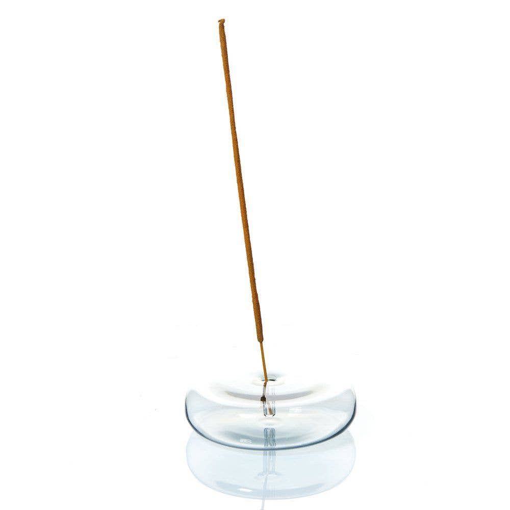 Dimple - Hand Blown Glass Incense Holder Grey