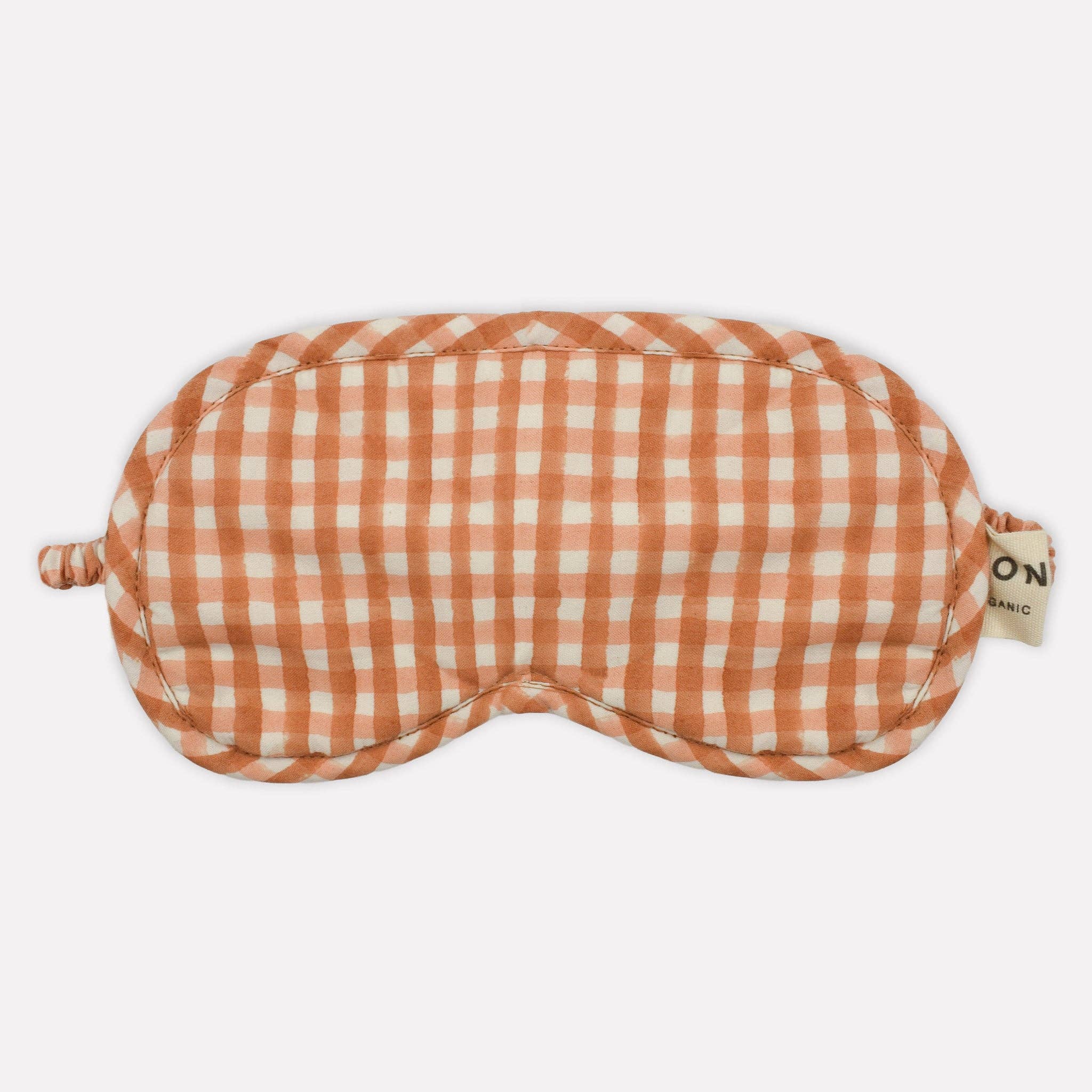Organic Gingham Cotton Eye Mask - Fudge