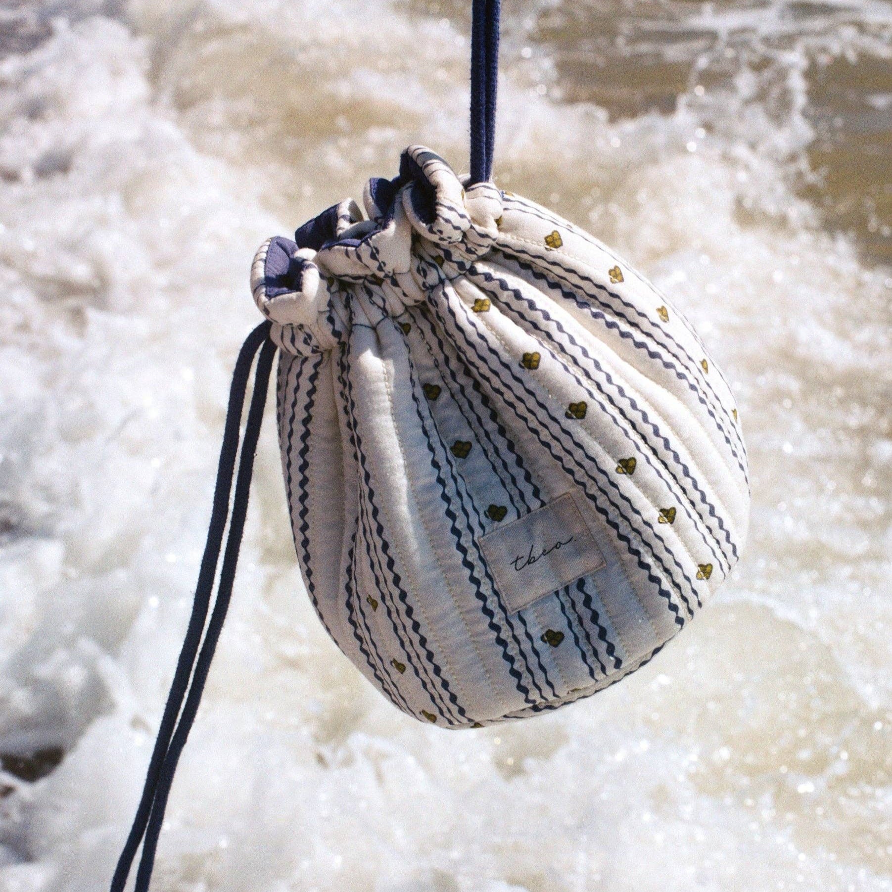 Cotton Wash Bag in Navy Ditsy Floral