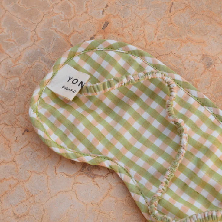 Organic Cotton Eye Mask - Sage Gingham
