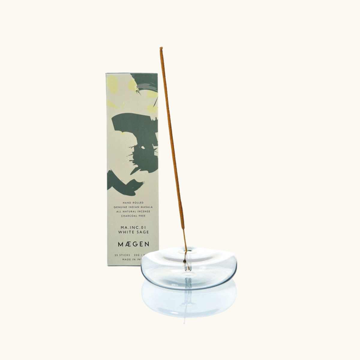 Natural Incense and Glass Incense Holder Gift Set