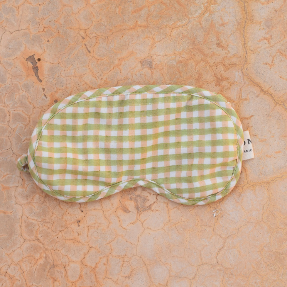 Organic Cotton Eye Mask - Sage Gingham