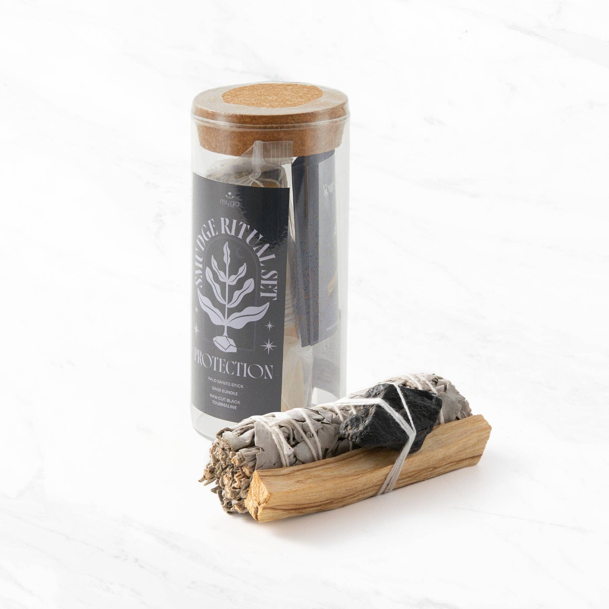 Black Tourmaline Smudge Ritual Set – Cleanse, Protect & Invite Positive Energy