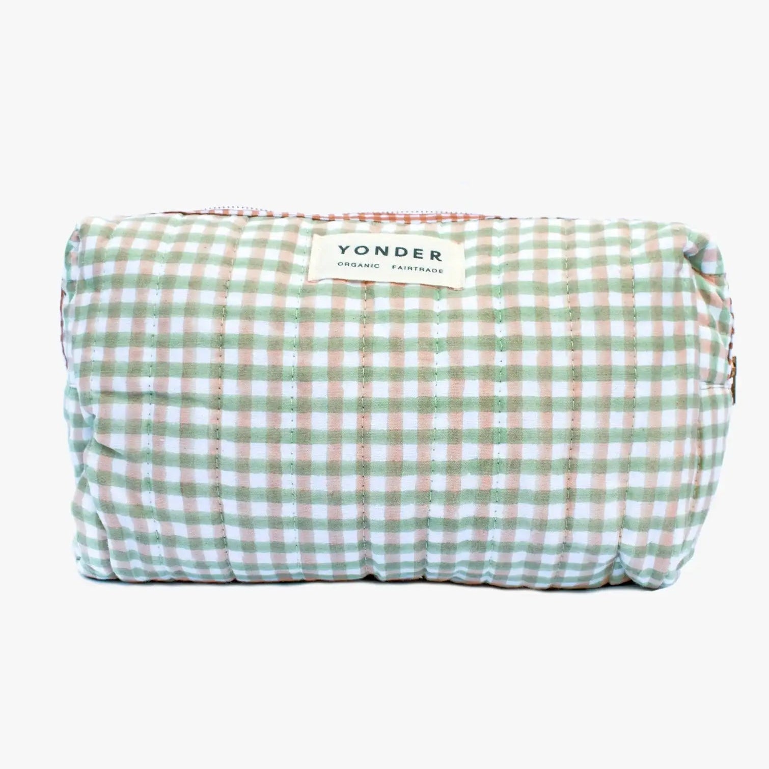 Organic Cotton Wash Bag - Sage Gingham