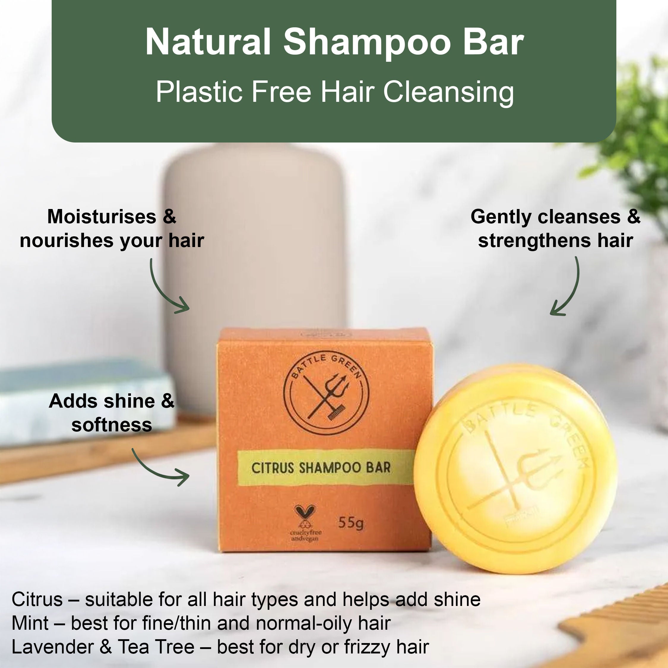 Natural Vegan Shampoo Bar - 55g