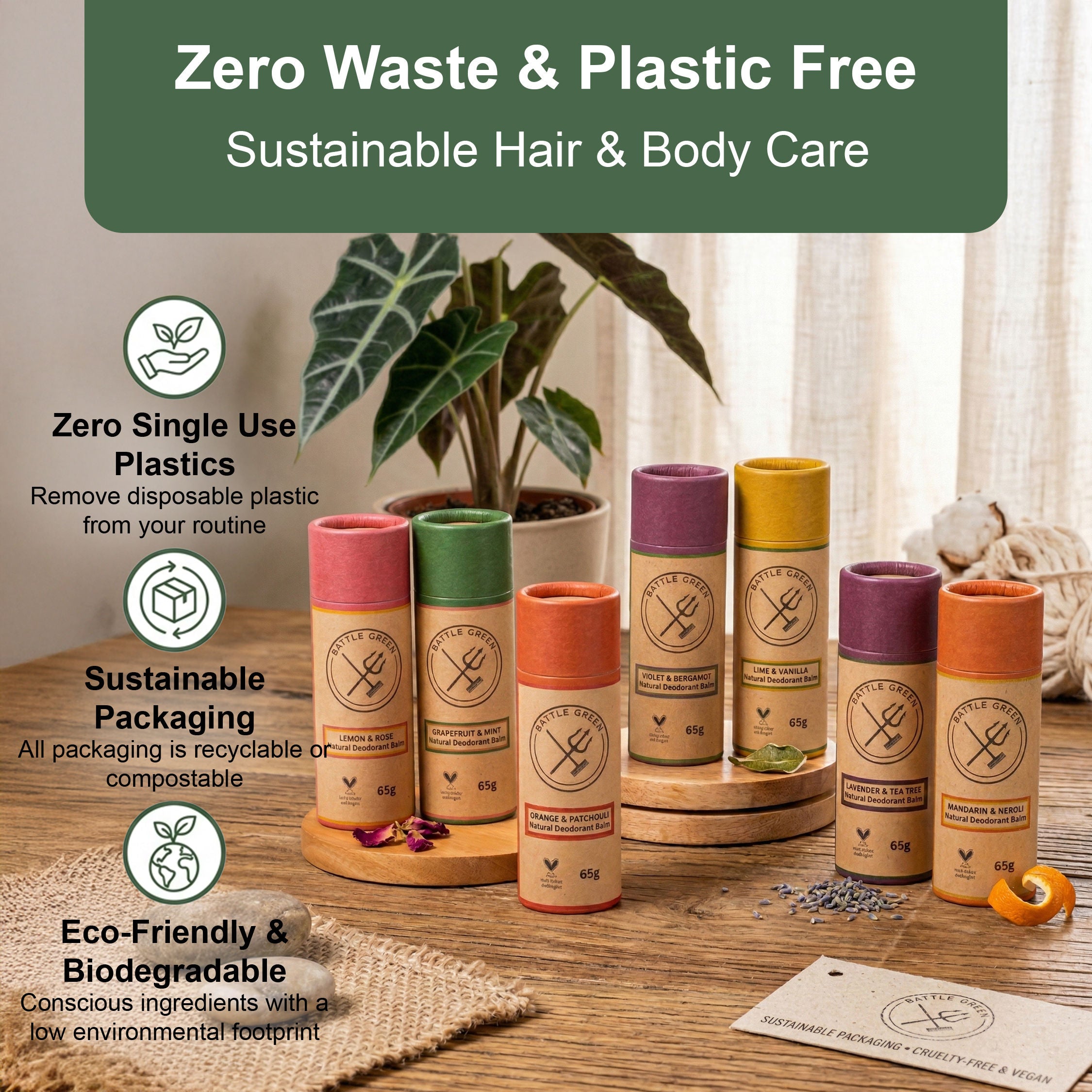 Natural Vegan Deodorant - 65g Paper Tube