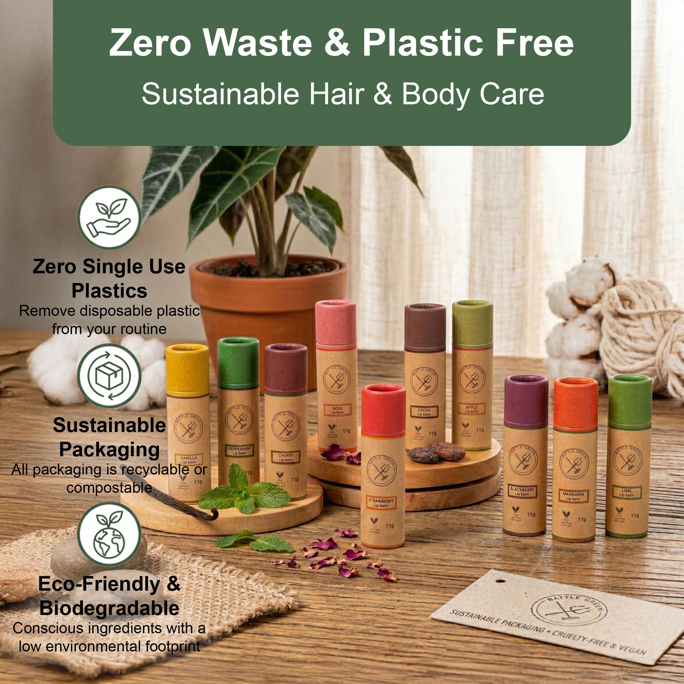 Natural Vegan Lip Balm - 11g Paper Tube