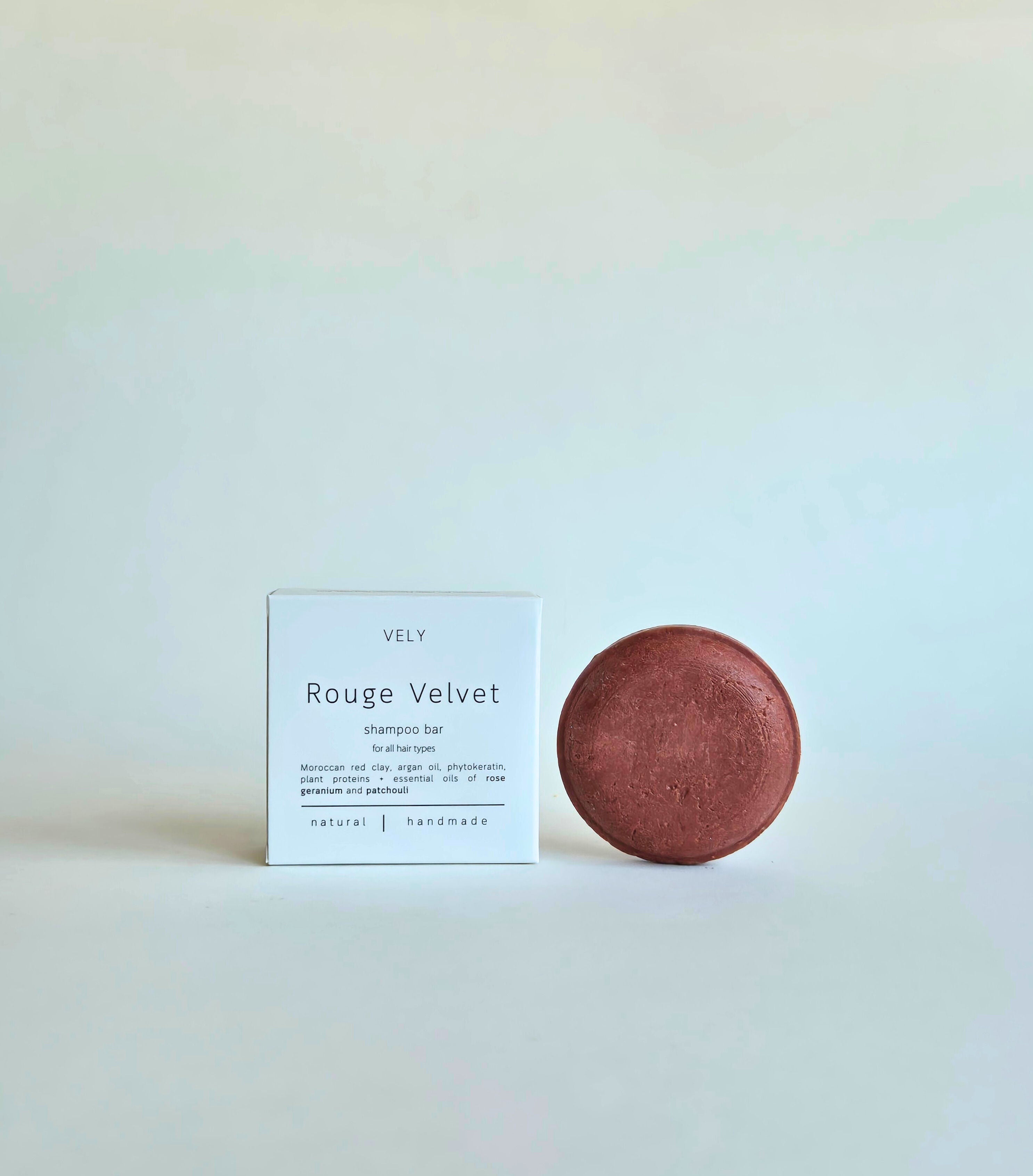 Vegan Solid Shampoo with Argan Oil, Rhassoul Moroccan Red Clay, and Geranium Oil