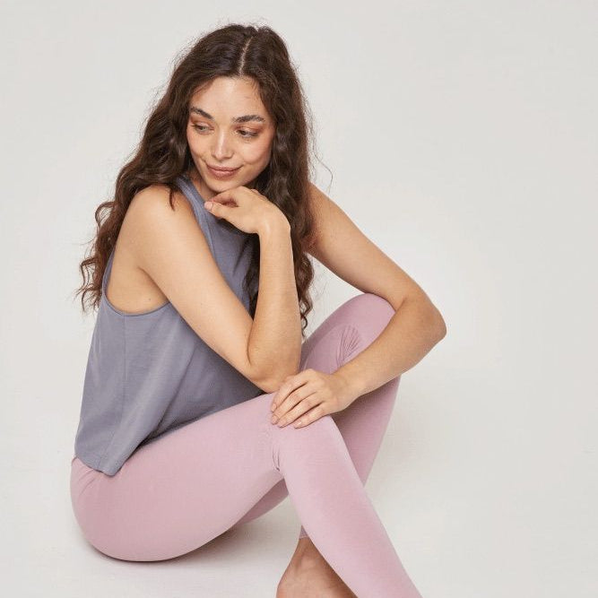 Organic Cotton Cropped Tank Top - Slate Grey