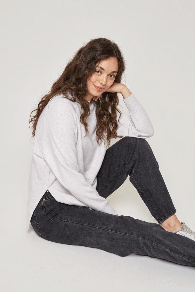 Organic Cotton Oversized Sweater - Snow Grey Heather