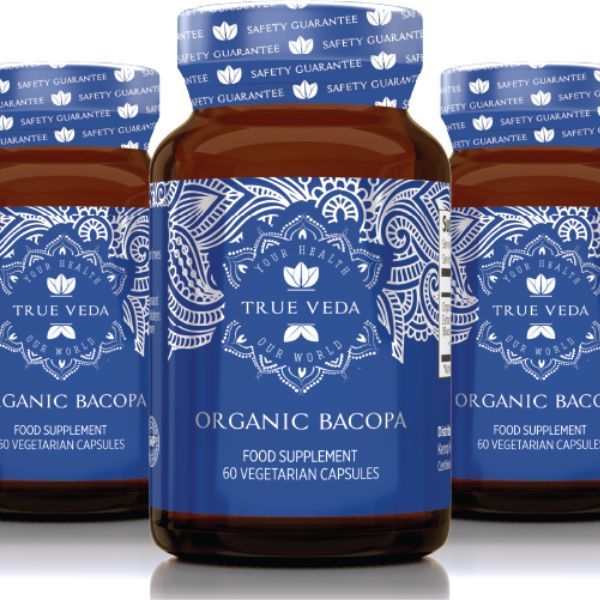 True Veda Organic Bacopa Monnieri 180 Capsules (3 Bottles)