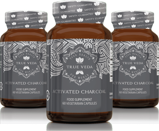 True Veda Activated Charcoal 180 Capsules (3 Bottles)