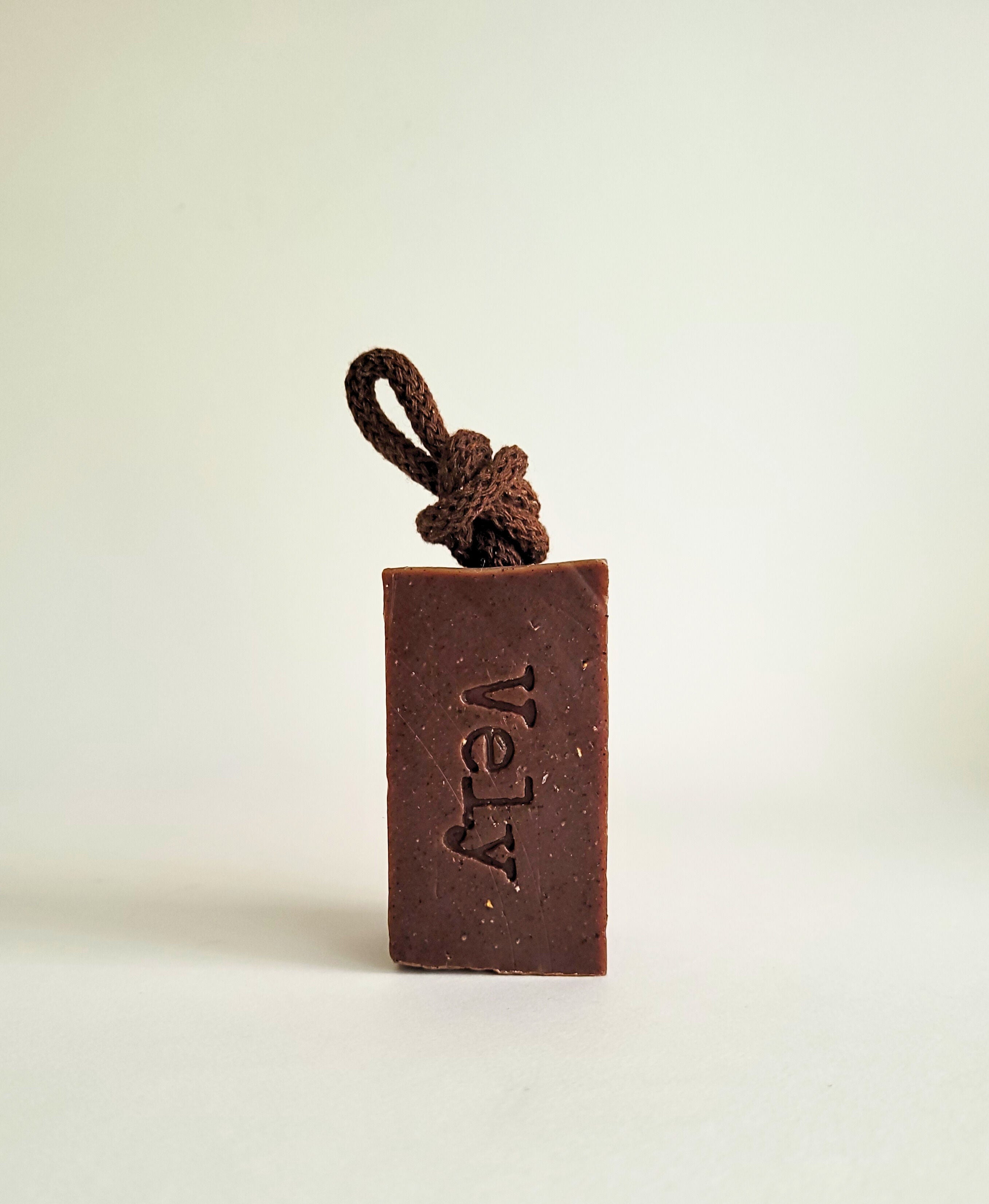 Natural Vegan Soap On A Rope With Coffee and Raw Cacao "COCO"