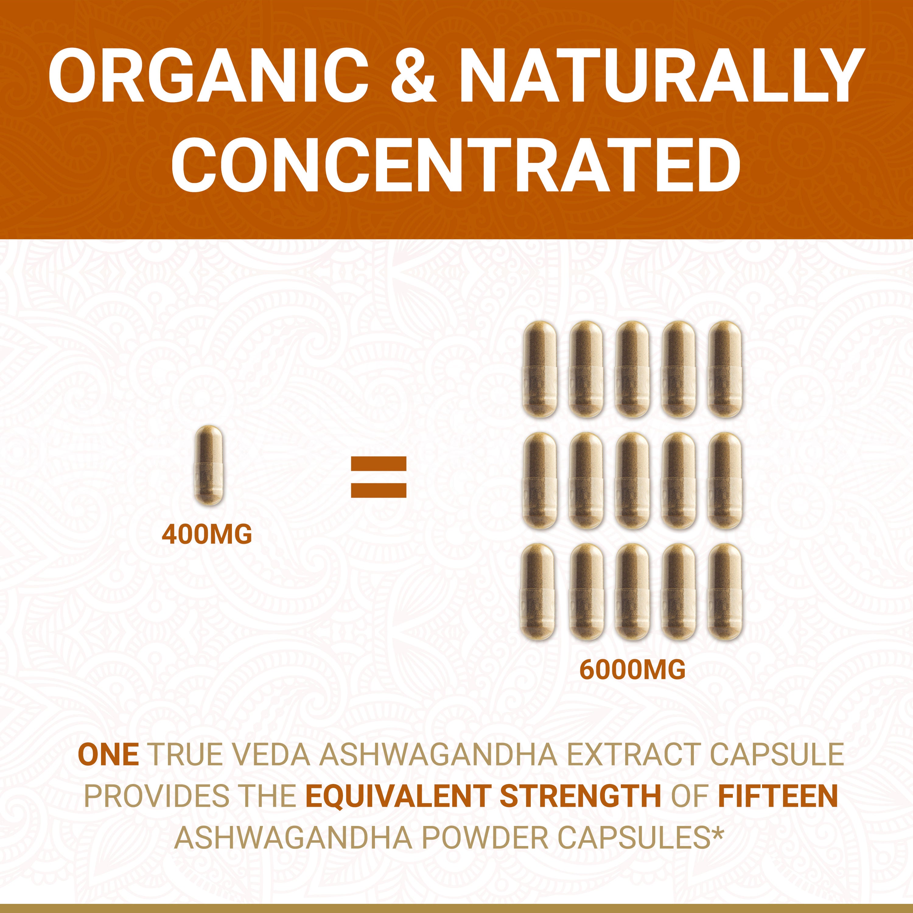 True Veda Organic Ashwagandha 180 Capsules (3 Bottles)