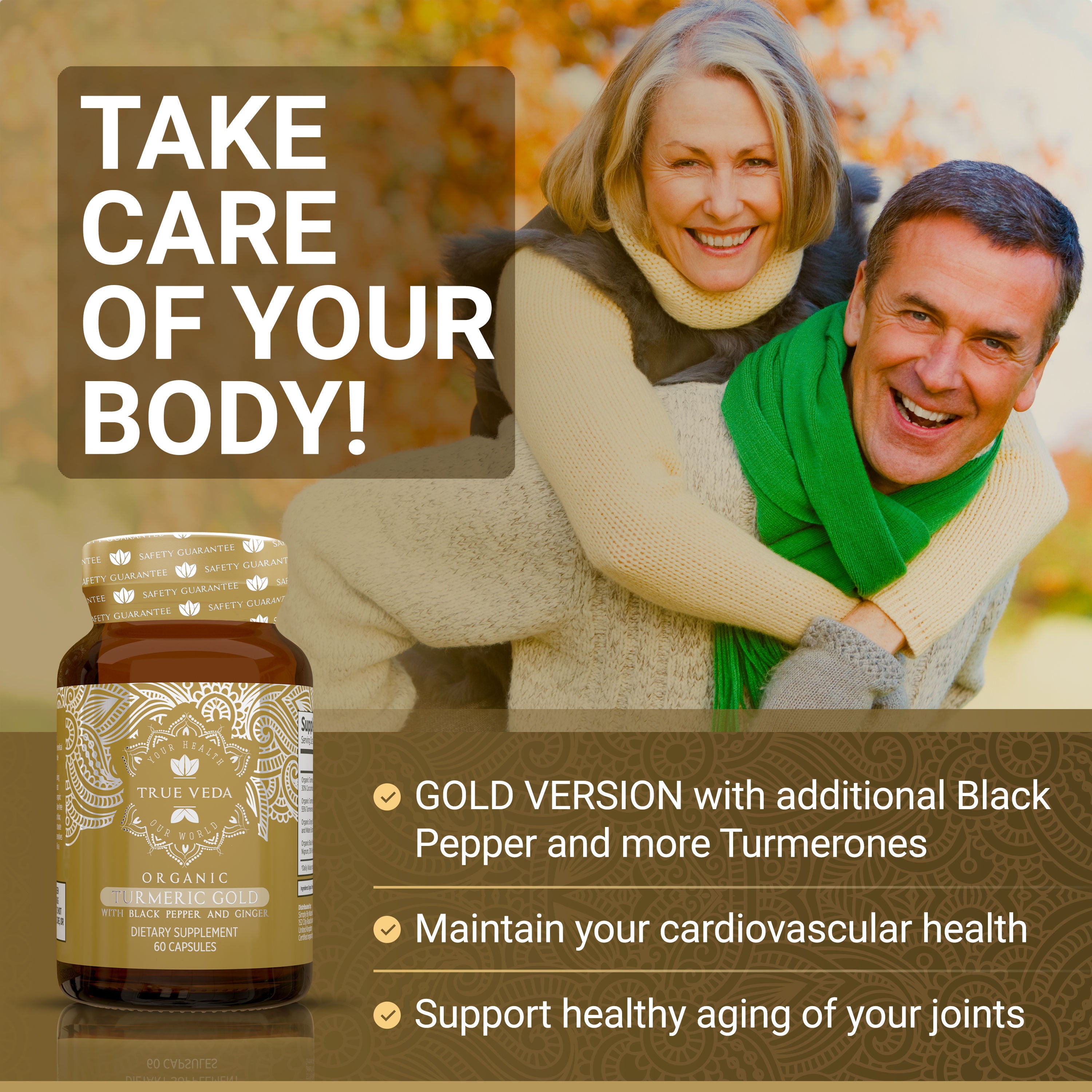 True Veda Organic Turmeric Gold 360 Capsules (6 Bottles)