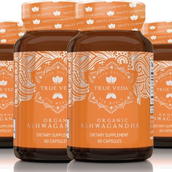 True Veda Organic Ashwagandha 360 Capsules (6 Bottles)