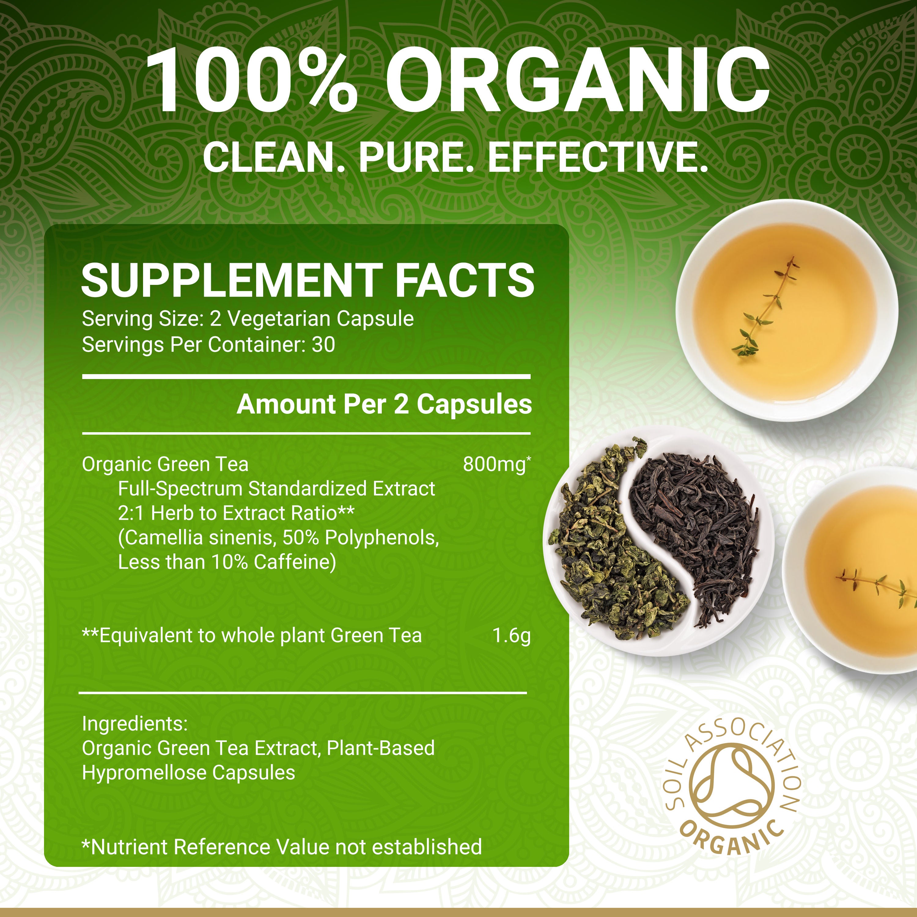 True Veda Organic Green Tea Extract 360 Capsules (6 Bottles)