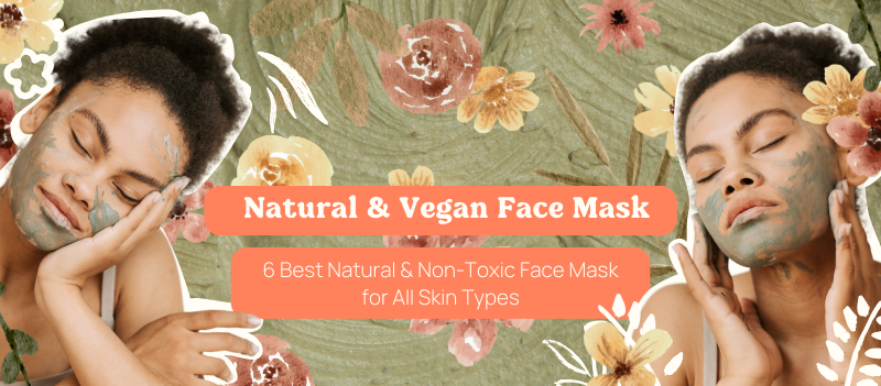 women with face mask on with floral background