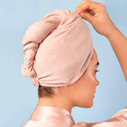 Organic Brushed Silk Hair Towel ~ Pink