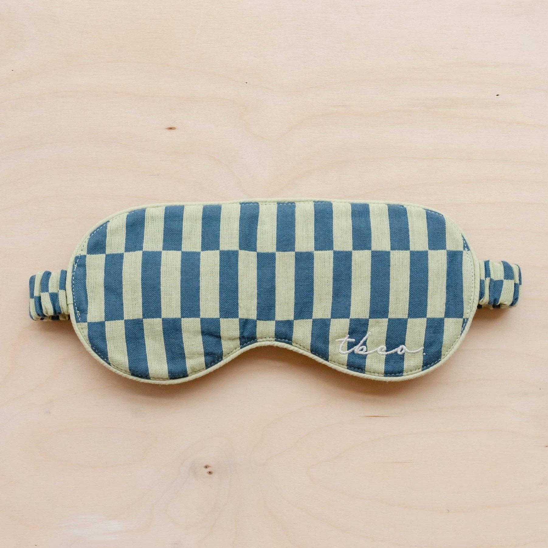 Cotton Eye Mask in Green Checkerboard