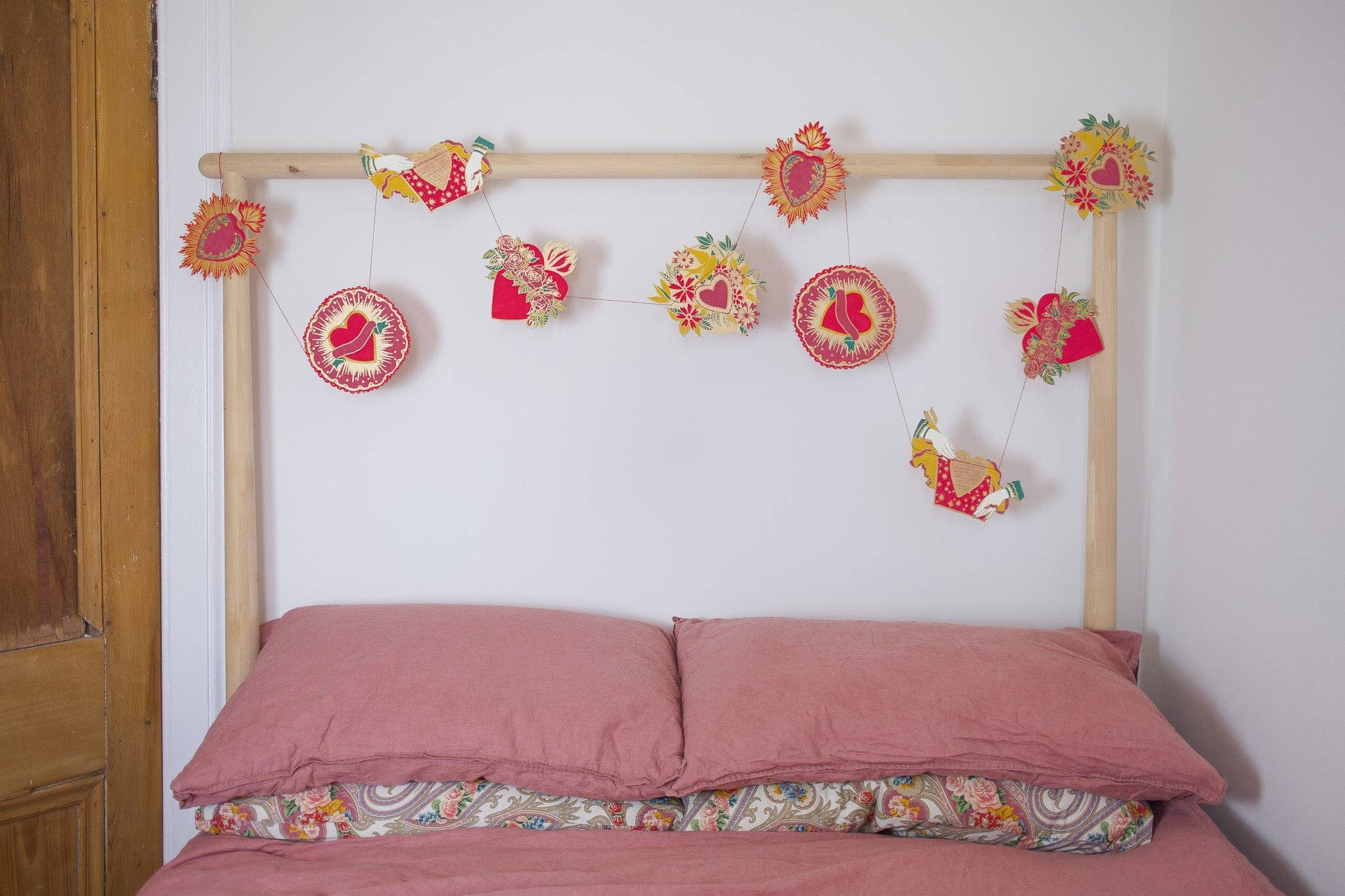 Mexican Folk Art-Inspired Heart Garland ~ Recycled Cotton Paper