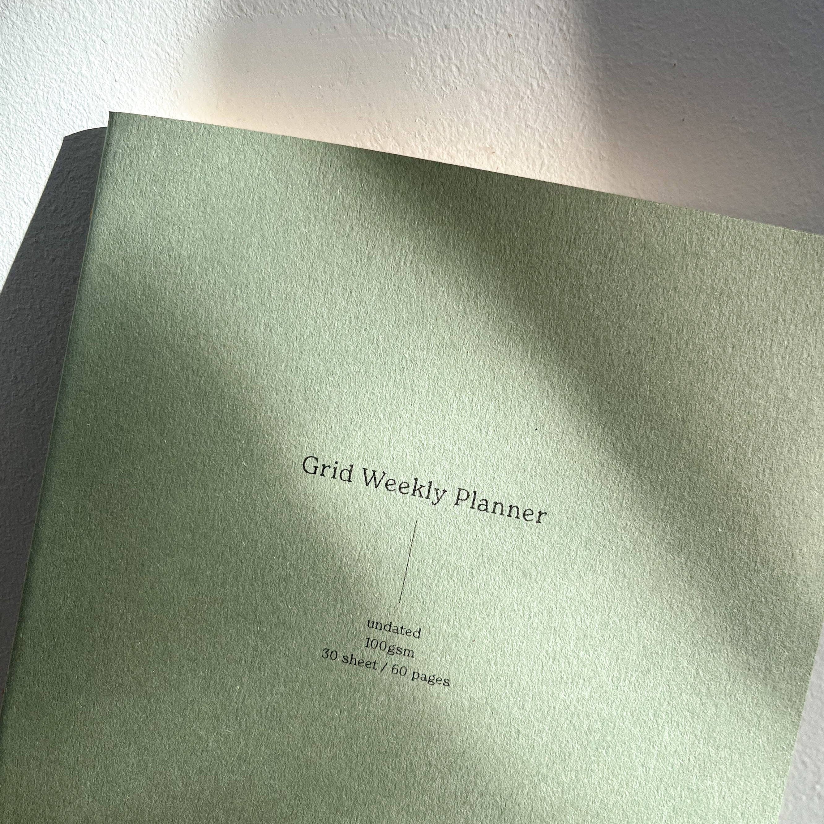 Grid Weekly Planner Notebook - Pale Green