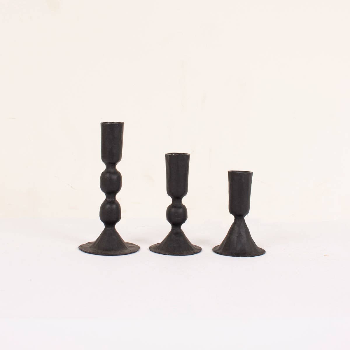 Small Handmade Candle Holder, Black