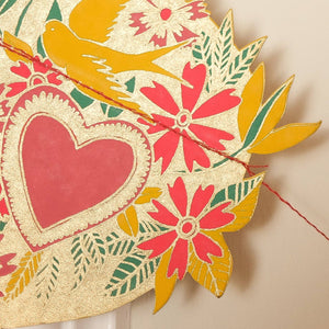 Mexican Folk Art-Inspired Heart Garland ~ Recycled Cotton Paper