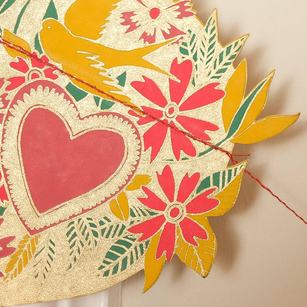 Mexican Folk Art-Inspired Heart Garland ~ Recycled Cotton Paper
