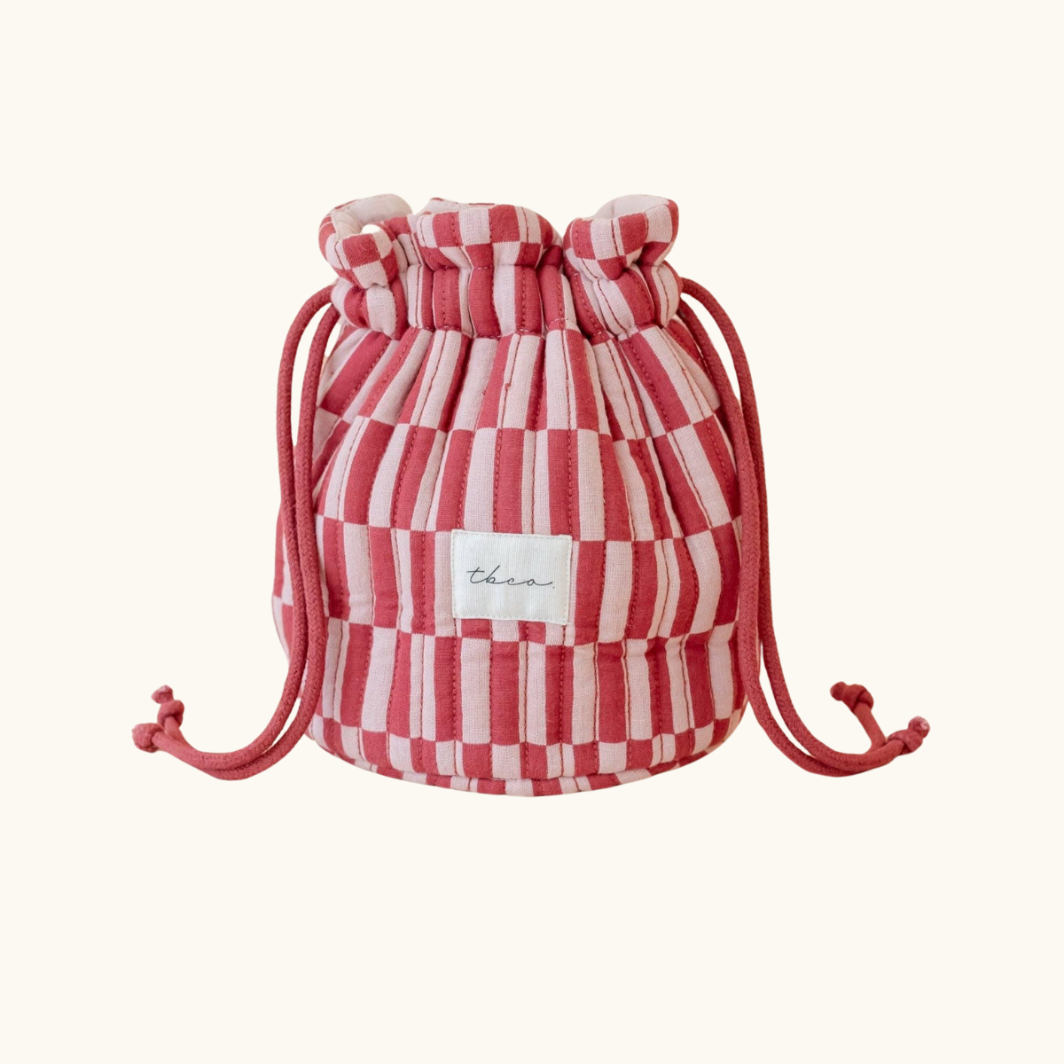 Cotton Wash Bag in Rose Checkerboard