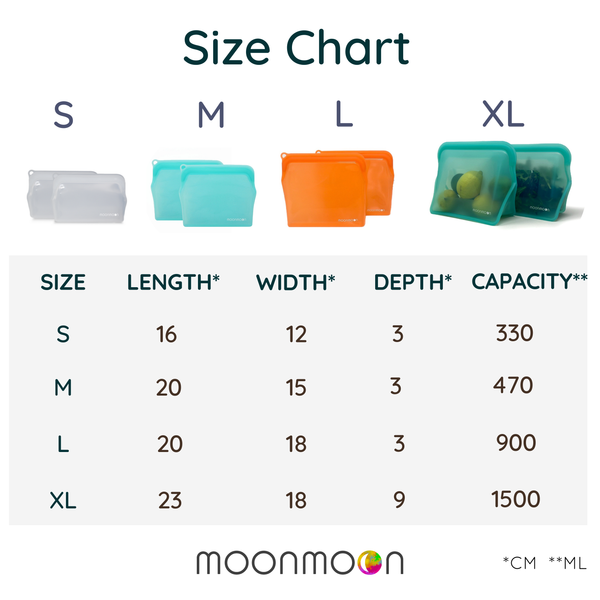 Reusable Silicone Multipack Food Bags - Set of 3 Freezer Bags