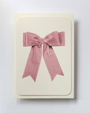 Baby Pink Velvet Bow Greeting Card ~ Blank