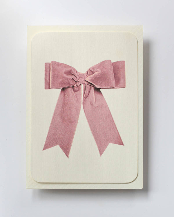 Baby Pink Velvet Bow Greeting Card ~ Blank