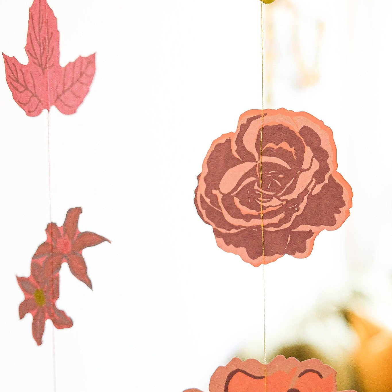 Vertical Rose Flower Garland ~ Recycled Cotton Paper