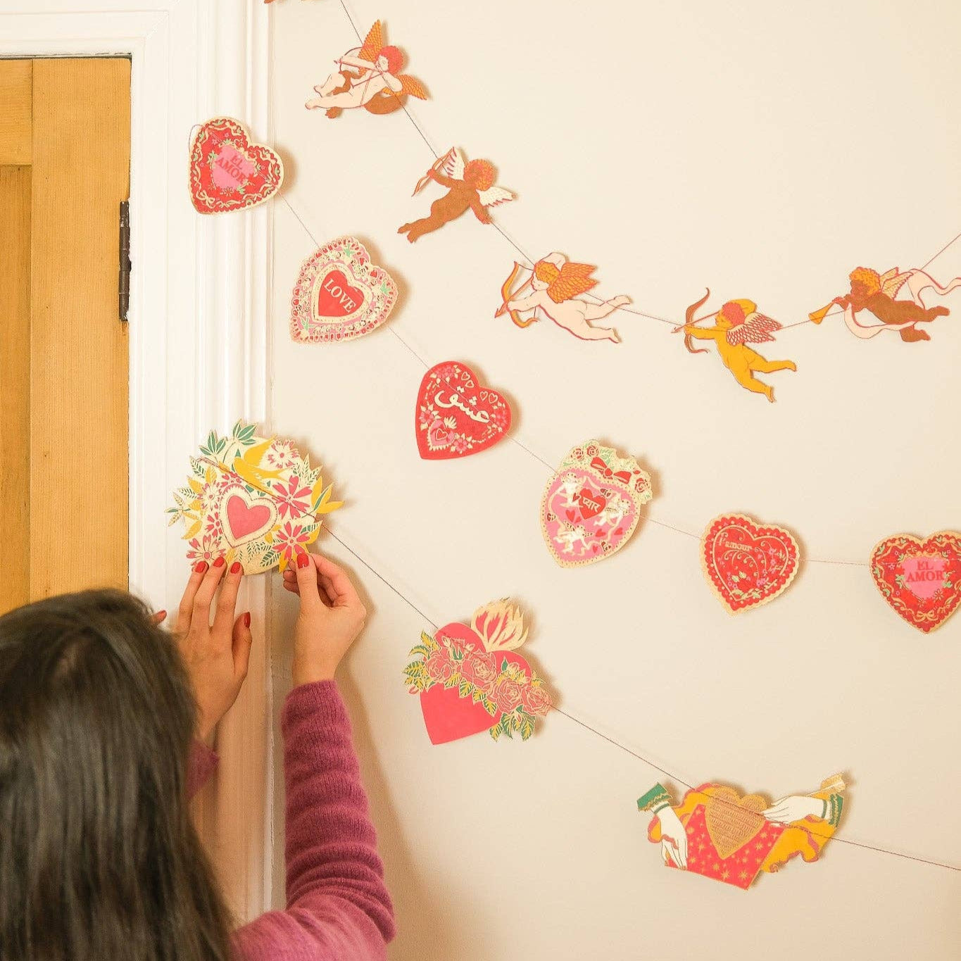 Mexican Folk Art-Inspired Heart Garland ~ Recycled Cotton Paper