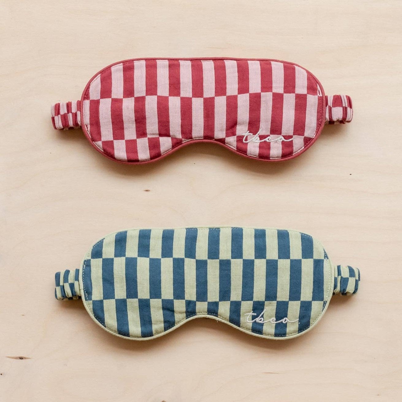 Cotton Eye Mask in Green Checkerboard