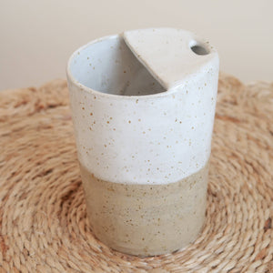 Handmade Ceramic Espresso Travel Keep Cup - Speckled Raw Clay - 300ml