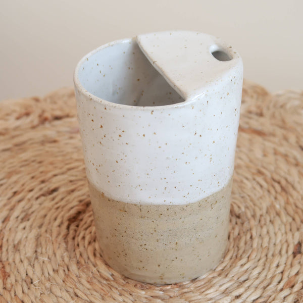 Handmade Ceramic Espresso Travel Keep Cup - Speckled Raw Clay - 300ml