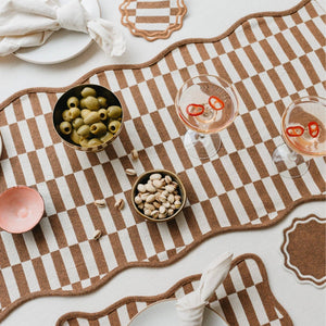 Cotton Runner ~ Camel Checkerboard