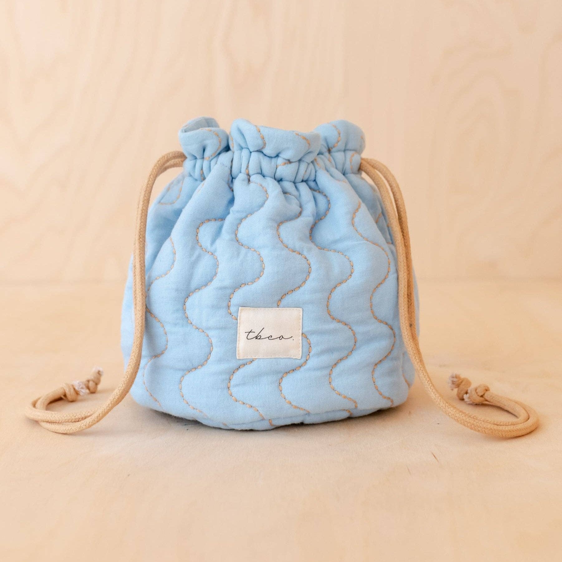 Cotton & Linen Wash Bag in Baby Blue