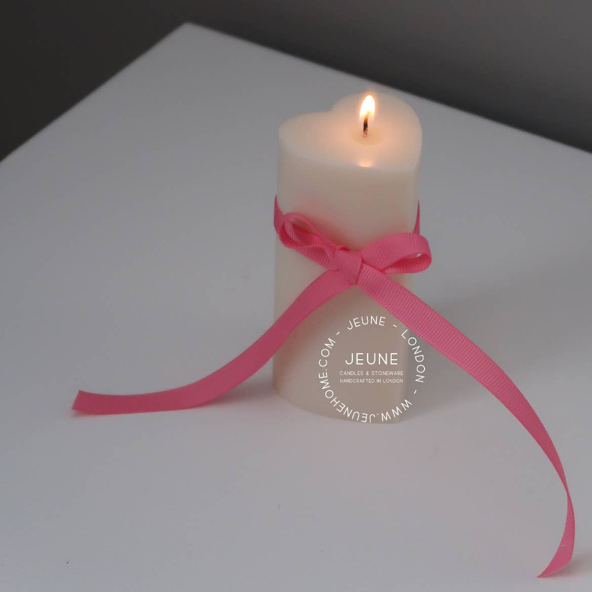 Heart Pillar Candle Pink  ~ Pomegranate Noir