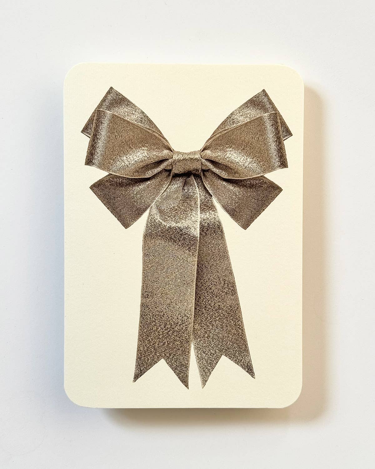 Silver Ribbon Bow - Greeting Card - Blank