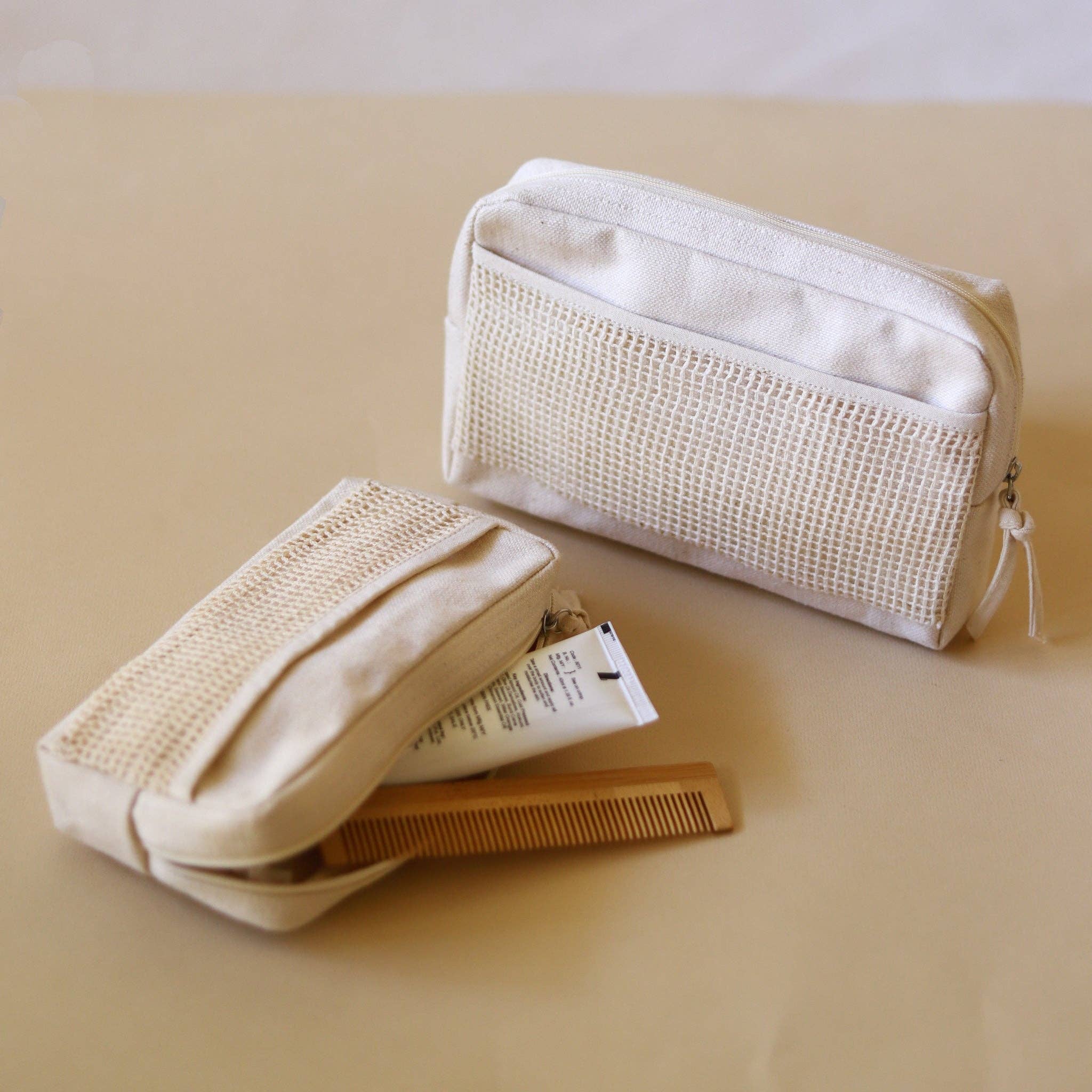 Organic Lifestyle Accessory Pouch With Netting ~ Medium