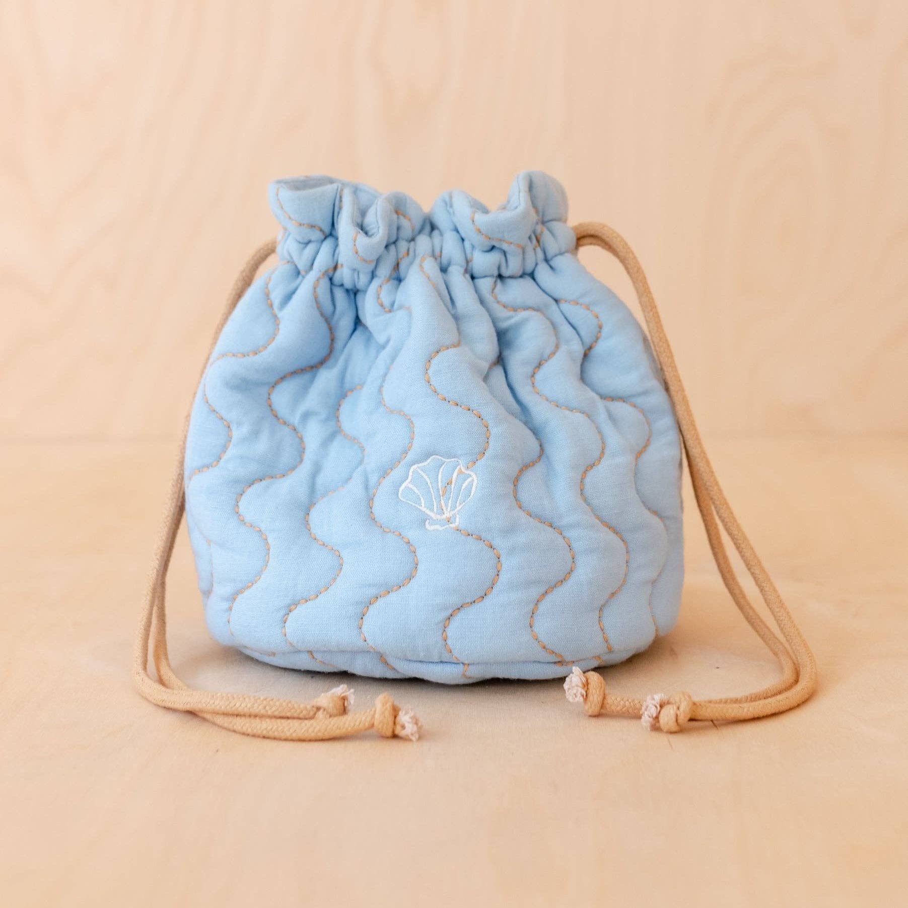 Cotton & Linen Wash Bag in Baby Blue