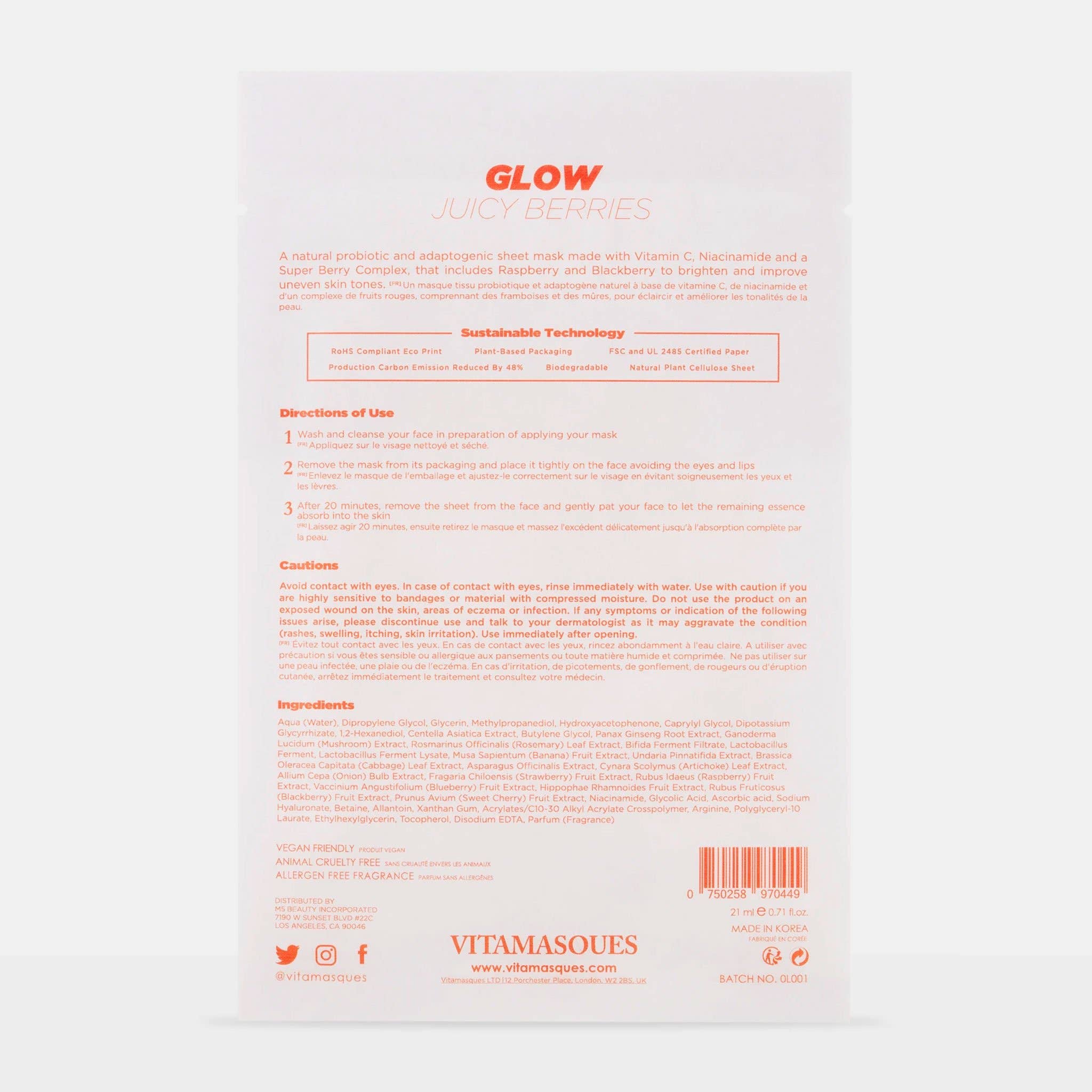 Glow Juicy Berries Biodegradable Face Sheet Mask