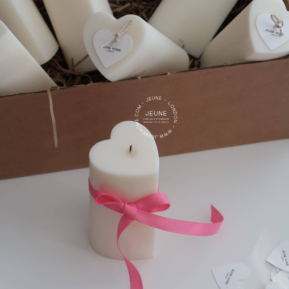 Heart Pillar Candle Off-White ~ Sandalwood & Vanilla