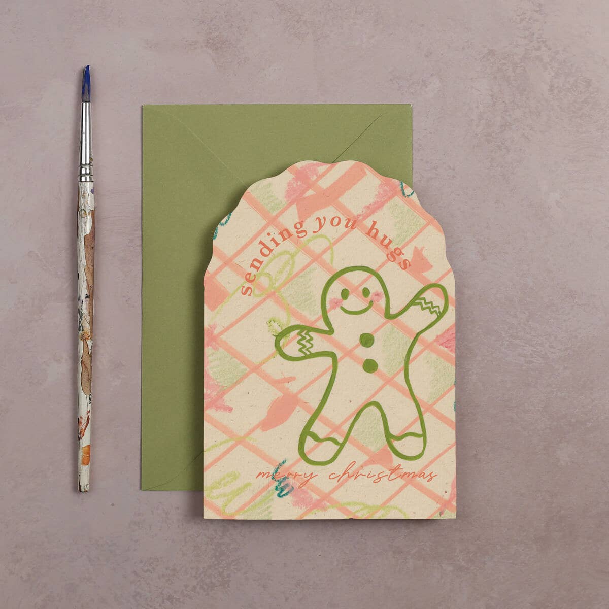 Gingerbread Sending You Hugs ~ Christmas Card