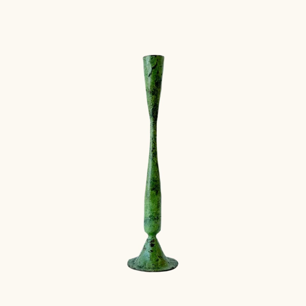 Medium Handcrafted Candle Holder, Verdigris