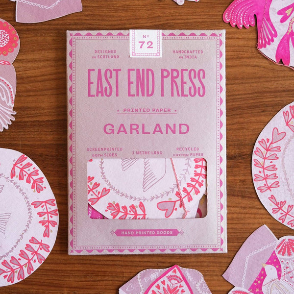 Love Birds Sewn Garland - Recycled Cotton Paper