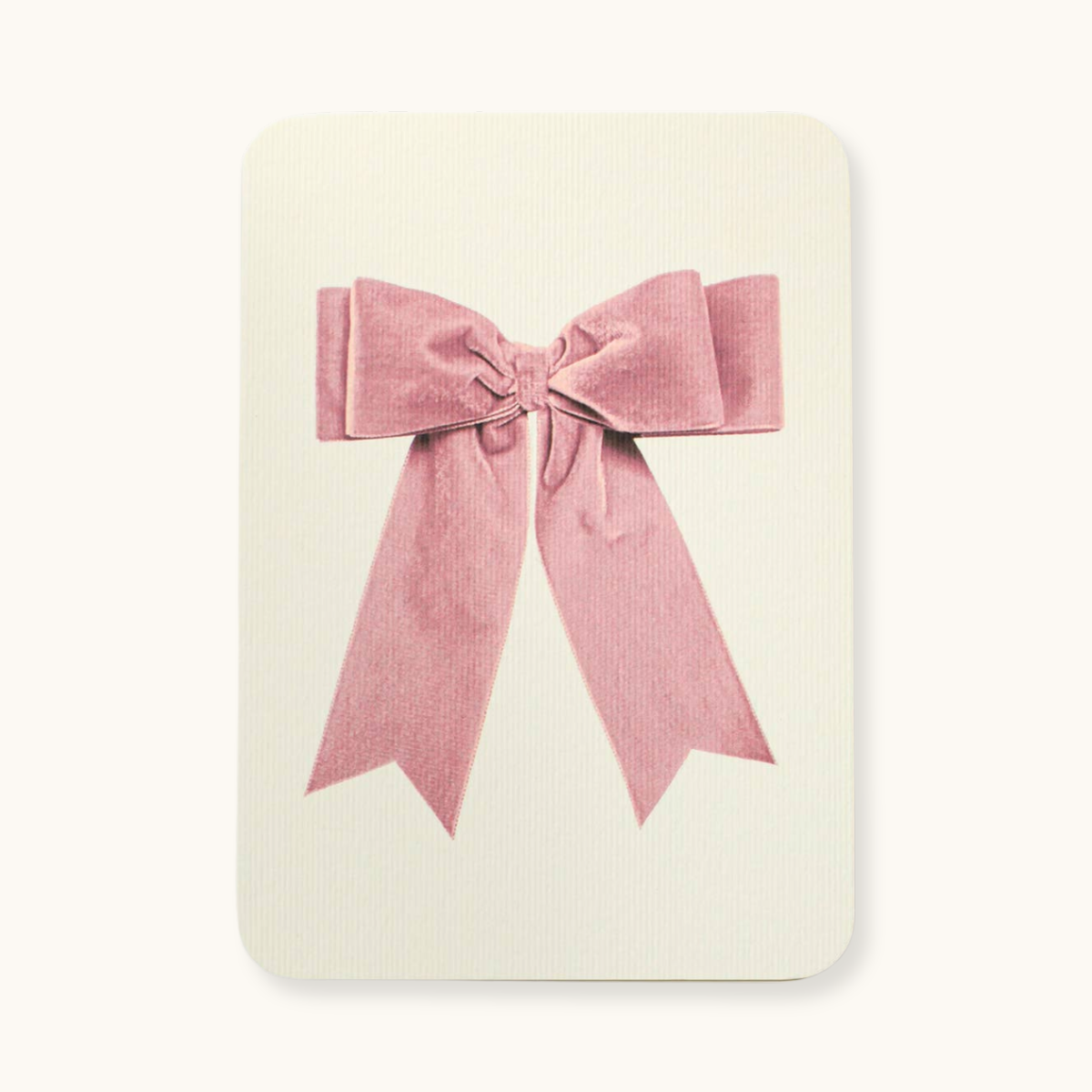 Baby Pink Velvet Bow Greeting Card ~ Blank